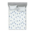 thumbnail image 1 of Ambesonne Floral Fitted Sheet & Pillow Sham Set, Flourishing Summer Roses, Full, Pale Yellow Blue Violet, 1 of 2