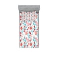 thumbnail image 1 of Ambesonne Floral Fitted Sheet & Pillow Sham Set, Flowers Berries, Twin, Dark Coral Aqua, 1 of 2