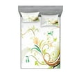 thumbnail image 1 of Ambesonne Floral Fitted Sheet & Pillow Sham Set, Flowers Ivy Leaves Ivy, Full, Earth Yellow Burgundy, 1 of 2