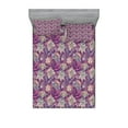 thumbnail image 1 of Ambesonne Floral Fitted Sheet & Pillow Sham Set, Flowers and Mandala Art, Full, Mauve Green, 1 of 2