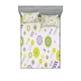 thumbnail image 1 of Ambesonne Floral Fitted Sheet & Pillow Sham Set, Funky Flowers Pattern, Queen, Olive Green Apple, 1 of 2