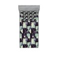 thumbnail image 1 of Ambesonne Floral Fitted Sheet & Pillow Sham Set, Geometric Soft Spring, Twinxl, Pale Green Slate Blue, 1 of 2