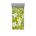 thumbnail image 1 of Ambesonne Floral Fitted Sheet & Pillow Sham Set, Green Flower Pattern, Twinxl, Pale Green White, 1 of 2