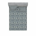 thumbnail image 1 of Ambesonne Floral Fitted Sheet & Pillow Sham Set, Greyscale Simplistic Flowers, Full, Dark Grey Blue Grey, 1 of 2