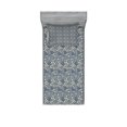 thumbnail image 1 of Ambesonne Floral Fitted Sheet & Pillow Sham Set, Greyscale Simplistic Flowers, Twin, Dark Grey Blue Grey, 1 of 2