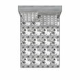 thumbnail image 1 of Ambesonne Floral Fitted Sheet & Pillow Sham Set, Hand Drawn Line Art Design, Queen, Black and White, 1 of 3
