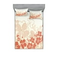 thumbnail image 1 of Ambesonne Floral Fitted Sheet & Pillow Sham Set, Hawaii Flowers Tropical, Queen, Fuchsia Salmon White, 1 of 2