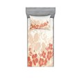 thumbnail image 1 of Ambesonne Floral Fitted Sheet & Pillow Sham Set, Hawaii Flowers Tropical, Twin, Fuchsia Salmon White, 1 of 3