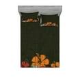thumbnail image 1 of Ambesonne Floral Fitted Sheet & Pillow Sham Set, Hawaiian Romantic, Queen, Amber Red Army Green, 1 of 2