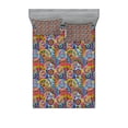 thumbnail image 1 of Ambesonne Floral Fitted Sheet & Pillow Sham Set, Hippie Aztec Tribal Boho, Full, Multicolor, 1 of 2
