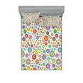 thumbnail image 1 of Ambesonne Floral Fitted Sheet & Pillow Sham Set, Hippie Cheerful, Queen, Multicolor, 1 of 3