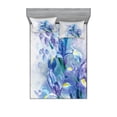 thumbnail image 1 of Ambesonne Floral Fitted Sheet & Pillow Sham Set, Iris Fresh Colors, Queen, Lilac Teal Ecru, 1 of 2