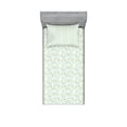 thumbnail image 1 of Ambesonne Floral Fitted Sheet & Pillow Sham Set, Ivy Branch and Flowers, Twinxl, White Grey Yellow Green, 1 of 2
