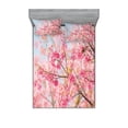 thumbnail image 1 of Ambesonne Floral Fitted Sheet & Pillow Sham Set, Japanese Sakura Cherry, Queen, Pale Blue Pale Pink, 1 of 2