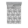 thumbnail image 1 of Ambesonne Floral Fitted Sheet & Pillow Sham Set, Leaves Swirls and Dots, Full, Grey White, 1 of 2