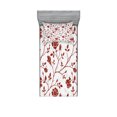 thumbnail image 1 of Ambesonne Floral Fitted Sheet & Pillow Sham Set, Monochrome Rose Leaves, Twin, Ruby Beige White, 1 of 3
