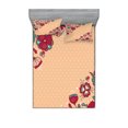 thumbnail image 1 of Ambesonne Floral Fitted Sheet & Pillow Sham Set, Nostalgic Polka Dots, Queen, Teal Ruby Salmon, 1 of 2