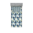 thumbnail image 1 of Ambesonne Floral Fitted Sheet & Pillow Sham Set, Ombre Romantic Flowers, Twin, Grey Navy, 1 of 2
