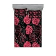 thumbnail image 1 of Ambesonne Floral Fitted Sheet & Pillow Sham Set, Ombre Rose Blooom Art, Full, Charcoal Grey Magenta, 1 of 2
