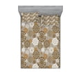 thumbnail image 1 of Ambesonne Floral Fitted Sheet & Pillow Sham Set, Ornament Flower Colorful, Full, Sepia Amber Grey, 1 of 2