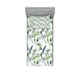 thumbnail image 1 of Ambesonne Floral Fitted Sheet & Pillow Sham Set, Pea Blossom Design, Twinxl, Green White Blue, 1 of 2