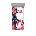 thumbnail image 1 of Ambesonne Floral Fitted Sheet & Pillow Sham Set, Peonies Spring Inspired, Twin, Dark Blue Red, 1 of 2