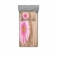 thumbnail image 1 of Ambesonne Floral Fitted Sheet & Pillow Sham Set, Pink Gerber on Wooden, Twin, Pink Brown, 1 of 2