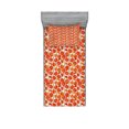 thumbnail image 1 of Ambesonne Floral Fitted Sheet & Pillow Sham Set, Poppies Retro Spring, Twin, Orange and Ivory, 1 of 2