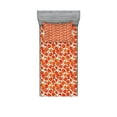 thumbnail image 1 of Ambesonne Floral Fitted Sheet & Pillow Sham Set, Poppies Retro Spring, Twinxl, Orange and Ivory, 1 of 2