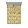 thumbnail image 1 of Ambesonne Floral Fitted Sheet & Pillow Sham Set, Retro Flowers and Leaves, Queen, Multicolor, 1 of 2
