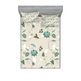thumbnail image 1 of Ambesonne Floral Fitted Sheet & Pillow Sham Set, Romantic Little Hearts, Queen, Turquoise Brown Beige, 1 of 2