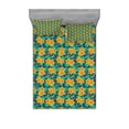 thumbnail image 1 of Ambesonne Floral Fitted Sheet & Pillow Sham Set, Romantic Summery Flowers, Queen, Multicolor, 1 of 2