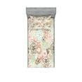 thumbnail image 1 of Ambesonne Floral Fitted Sheet & Pillow Sham Set, Romantic Wildflowers, Twinxl, Pale Green Brown Peach, 1 of 2