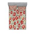 thumbnail image 1 of Ambesonne Floral Fitted Sheet & Pillow Sham Set, Scottish Houndstooth, Queen, Hunter Green Ruby, 1 of 2