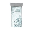 thumbnail image 1 of Ambesonne Floral Fitted Sheet & Pillow Sham Set, Shabby Plant Petals Swirl, Twin, Jade Green Pale Blue, 1 of 2