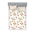 thumbnail image 1 of Ambesonne Floral Fitted Sheet & Pillow Sham Set, Simplistic Plants Pattern, Queen, Dark Orange Yellow Plum, 1 of 2