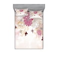 thumbnail image 1 of Ambesonne Floral Fitted Sheet & Pillow Sham Set, Spring Flower Butterfly, Full, Cream Pink, 1 of 2