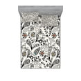 thumbnail image 1 of Ambesonne Floral Fitted Sheet & Pillow Sham Set, Spring Foliage Ethnic, Full, Cream Grey, 1 of 3