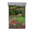 thumbnail image 1 of Ambesonne Floral Fitted Sheet & Pillow Sham Set, Spring Garden Forest, Queen, Green and Purple, 1 of 2