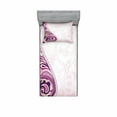 thumbnail image 1 of Ambesonne Floral Fitted Sheet & Pillow Sham Set, Swirled Petals Motif, Twinxl, Pale Pink Fuchsia Plum, 1 of 2