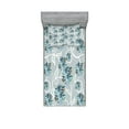 thumbnail image 1 of Ambesonne Floral Fitted Sheet & Pillow Sham Set, Swirls Daisy Bouquet, Twinxl, Sky Blue Grey Apricot, 1 of 2
