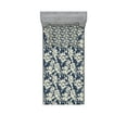 thumbnail image 1 of Ambesonne Floral Fitted Sheet & Pillow Sham Set, Vibrant Little Blooms, Twin, Night Blue Ivory, 1 of 2