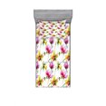 thumbnail image 1 of Ambesonne Floral Fitted Sheet & Pillow Sham Set, Vibrant Magnolia Flower, Twin, Multicolor, 1 of 3