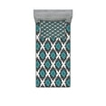 thumbnail image 1 of Ambesonne Floral Fitted Sheet & Pillow Sham Set, Victorian Antique Style, Twinxl, Black Aqua White, 1 of 2