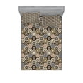 thumbnail image 1 of Ambesonne Floral Fitted Sheet & Pillow Sham Set, Victorian Damask Rococo, Full, Pale Coffee Warm Taupe, 1 of 2