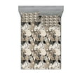 thumbnail image 1 of Ambesonne Floral Fitted Sheet & Pillow Sham Set, Vintage Plant Soft Color, Full, Tan Black, 1 of 2