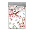 thumbnail image 1 of Ambesonne Floral Fitted Sheet & Pillow Sham Set, Vivid Flowering Branch, Full, Pink Brown Green, 1 of 3
