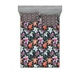 thumbnail image 1 of Ambesonne Floral Fitted Sheet & Pillow Sham Set, Watercolor Tropical Lilies, Full, Multicolor, 1 of 2