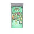 thumbnail image 1 of Ambesonne Floral Fitted Sheet & Pillow Sham Set, with Flowers, Twin, Pale Blue Teal Red, 1 of 2