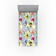 thumbnail image 1 of Ambesonne Floral Fitted Sheet, Pop Blossoms Spring Love Art, Twin XL Size, Ceil Blue and Yellow Green, 1 of 5